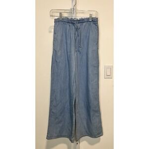 H&M Denim Drawstring Pants SZ XS Women's Wide Leg (stain)